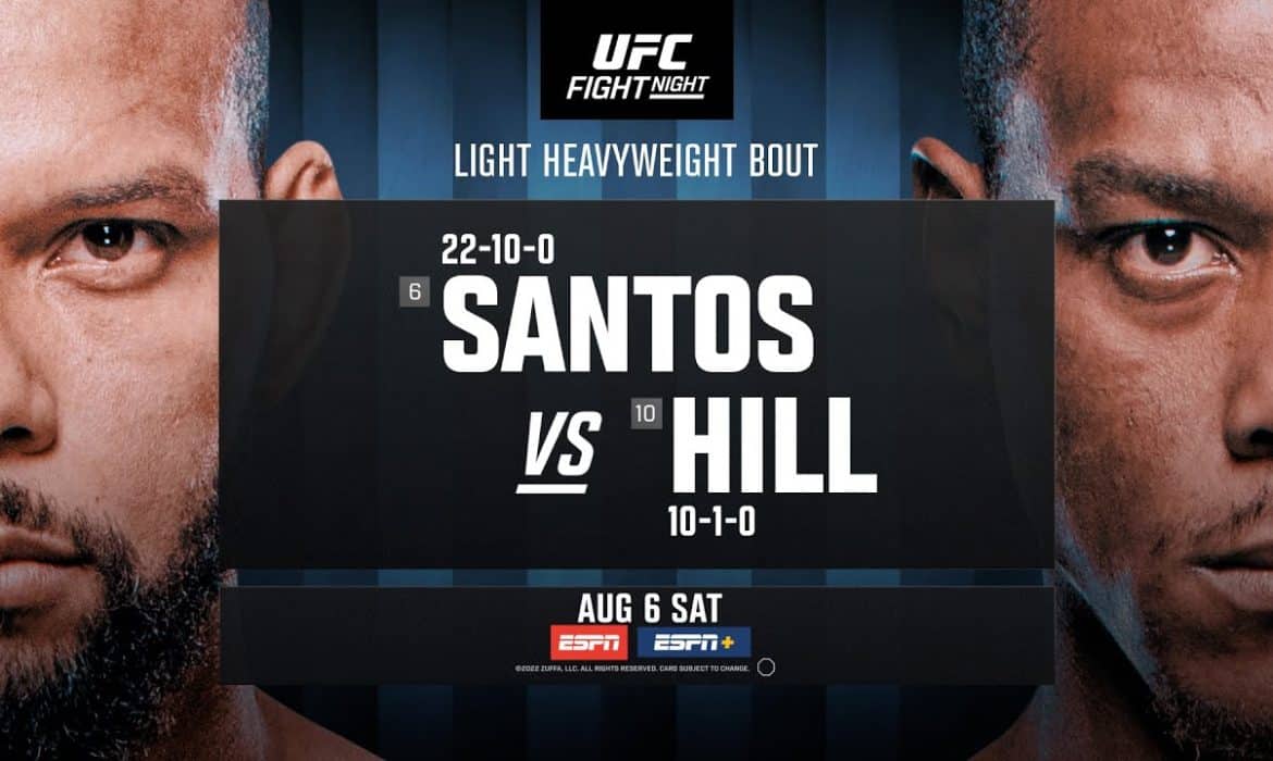 UFC typy bukmacherskie, kursy i zakłady &ndash; Santos vs Hill (07.08)