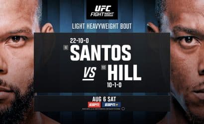 UFC typy bukmacherskie, kursy i zakłady &ndash; Santos vs Hill (07.08)