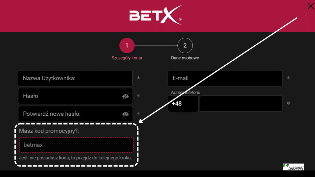 Gdzie wpisać w BetX kod promocyjny
