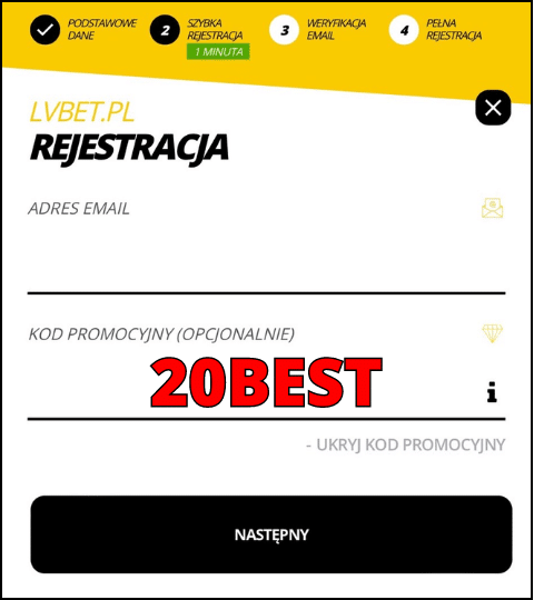 LVBET kod promocyjny przy rejestracji