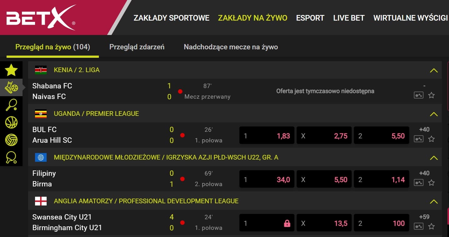 Zakłady live betx