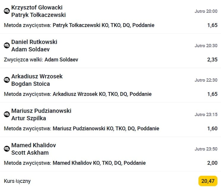 KSW 83 Colosseum 2 typy