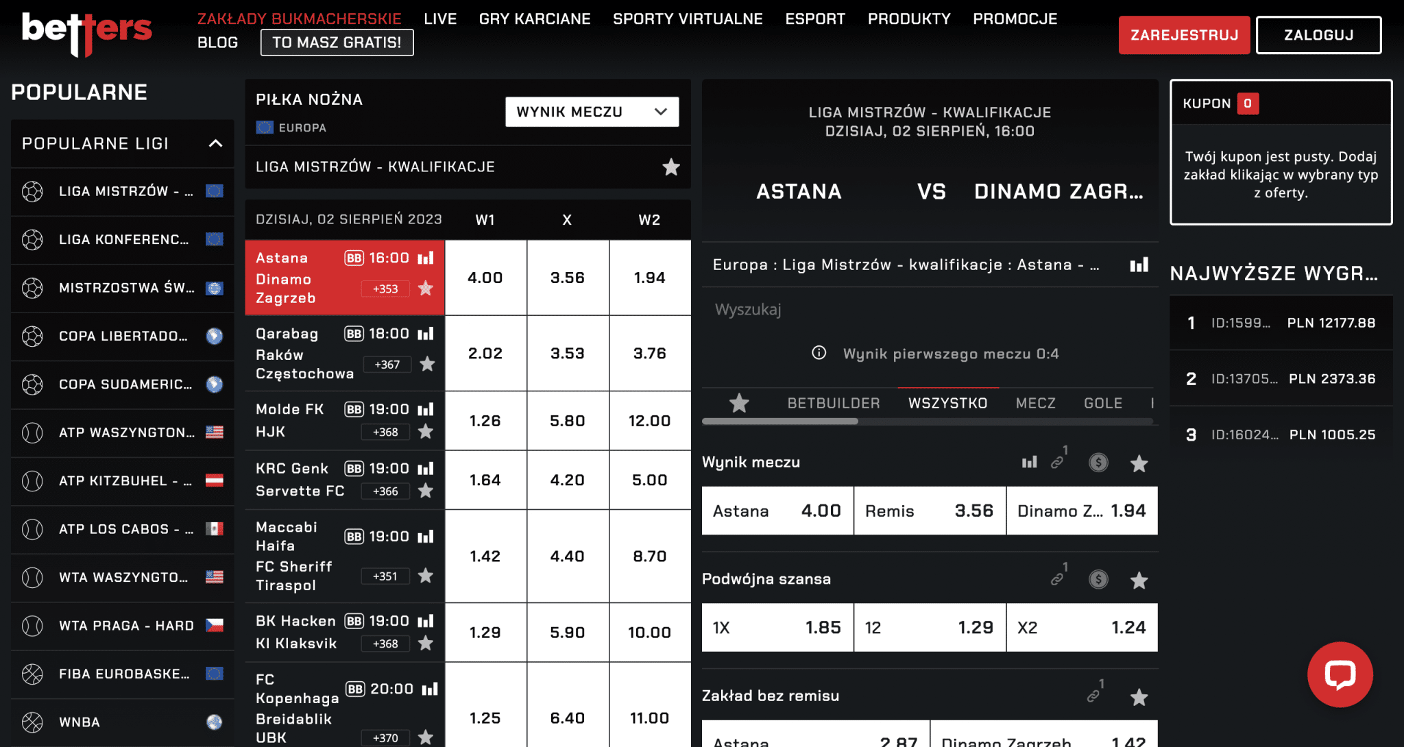 Oferta zakład&oacute;w betters