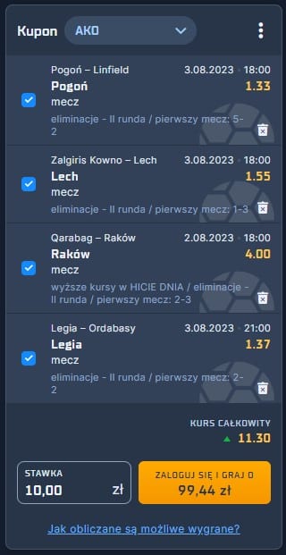 Rak&oacute;w, Lech, Legia i Pogoń wygrają?
