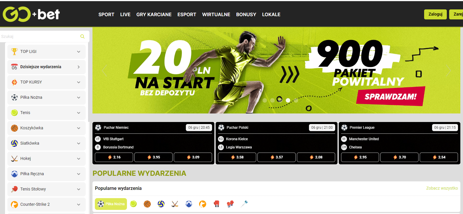 Go+bet popularne wydarzenia