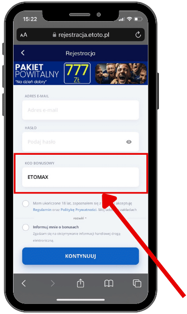 ETOTO kod bonusowy