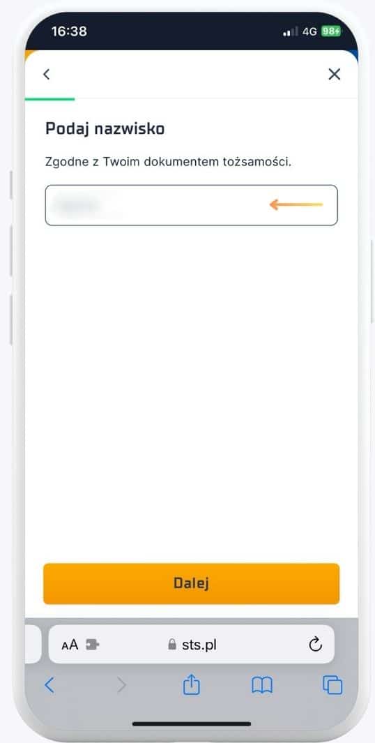 STS Rejestracja Rejestracja STS KROK 2