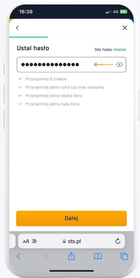 sts Rejestracja haslo sts